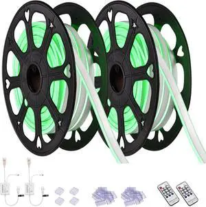 Yescom 2 Pack 50ft Green LED Neon Rope Lights w/ Remote Control for Bar Party St Patrick's Day Decoration