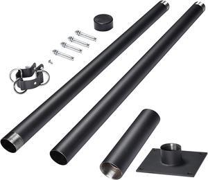 Yescom 8 Ft Sun Shade Sail Pole Post Canopy Awning Deck Patio Backyard with Pole Bracket Clamp Powder Patio Outdoor 96" Black