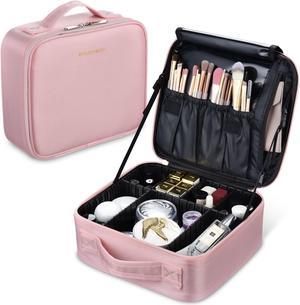 Byootique Makeup Bag with 3 Removable Pouches Loose Leaf Binders Cosmetic Travel - Pink