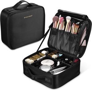 Byootique Portable Glitter Makeup Train Case Brush Holder Cosmetic