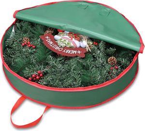 30" Christmas Wreath Storage Bag Handle Garland Holiday Container Decoration