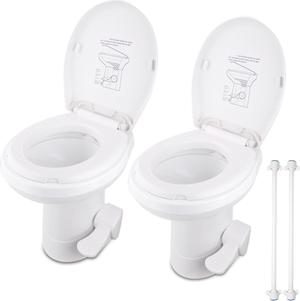 Yescom RV Toilet Gravity Flush Camper Toilet 20" High Profile Travel Trailer Toilet for RV 2 Packs