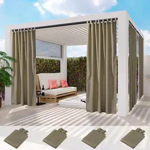 Yescom 54"x108" Outdoor Privacy Curtain Panel Tab Top UV30+ Patio Lanai Pergola 8 Piece