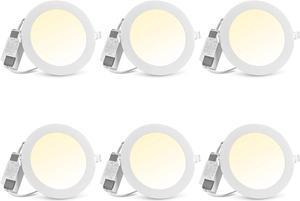 6" LED Recessed Ceiling Panel Down Light Round 3 Color Slim Spot Lamp 6 Pack