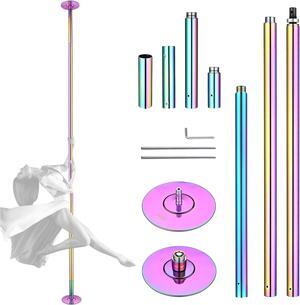 Yescom 11FT Professional Stripper Pole Static Spinning Dancing Pole Kit with Extensions for Home Gym Fitness ,Colorful