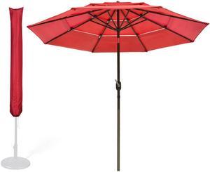 Yescom 10 Ft 3 Tier Patio Umbrella with Protective Cover Crank Push to Tilt Garden