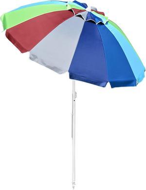 9ft Wooden Patio Umbrella 8 Ribs Outdoor Garden Parasol Beach Sunshade Easy Tilt