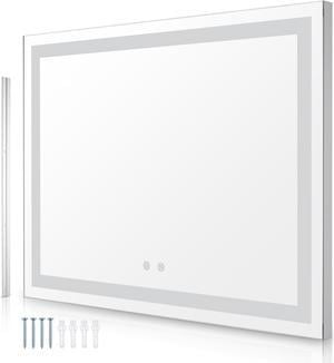 Aquaterior 32"x24" Smart Bathroom Mirror Dimmer Anti Fog Horizontal Vertical