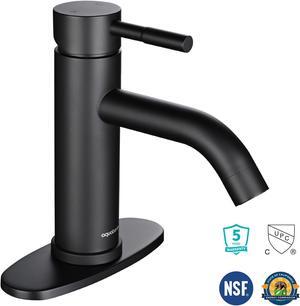 Aquaterior Matte Black Bathroom Sink Faucet Single Handle Bathroom Vanity Faucet Aquaterior Matte Black Bathroom Sink Faucet Single Handle Bathroom Vanity Faucet