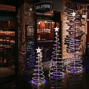 Yescom Sparkle 3Pack LED Christmas Spiral Light Kit 3/4/6Ft USB Indoor Outdoor Yard Party Shop Decoration Multi-color