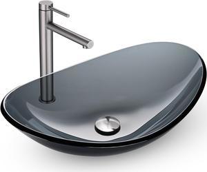 Aquaterior Oval Porcelain Ceramic Bathroom Vessel Sink Basin with Chrome Drain