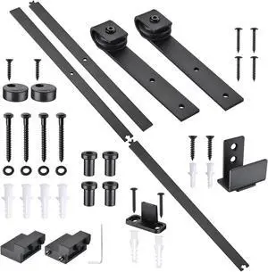4 Ft. Mini Sliding Single Barn Door Hardware Roller Track Rail Kit Cabinet TV Stand Closet Kitchen