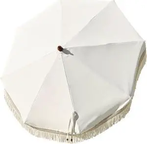 LAGarden 7 Ft Fringe Umbrella Replacement Canopy Top Cover Boho Outdoor Garden,Beige with Tassels,BH7W-01PC