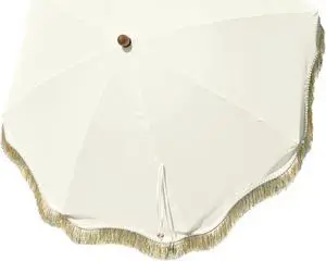 LAGarden 6 Ft Patio Umbrella Replacement Canopy Top Cover Jazz Age Beige with gold tassel