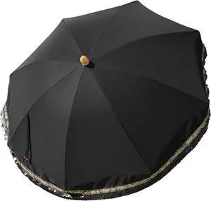 LAGarden 6 Ft Patio Umbrella Replacement Canopy Top Cover Jazz Age Black with sequin