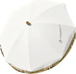 LAGarden 6 Ft Patio Umbrella Replacement Canopy Top Cover Jazz Age Beige with gold sequin