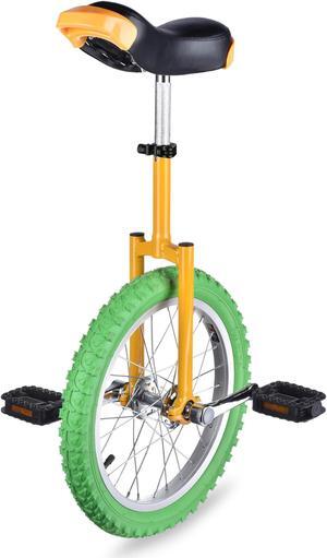 Yescom 16 In Wheel Outdoor Unicycle Adjustable Seat Exercise Bicycle Balance Training for Adults Teenagers Kids, Yellow & Green Yescom 16 In Wheel Outdoor Unicycle Adjustable Seat Exercise Bicycle Balance Training for Adults Teenagers Kids, Yellow & Green