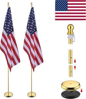 Yescom 2 Pack 8 Ft Sectional Flag Pole Kit Golden Top Finial 3x5 Ft US Flag Indoor Yescom 2 Pack 8 Ft Sectional Flag Pole Kit Golden Top Finial 3x5 Ft US Flag Indoor