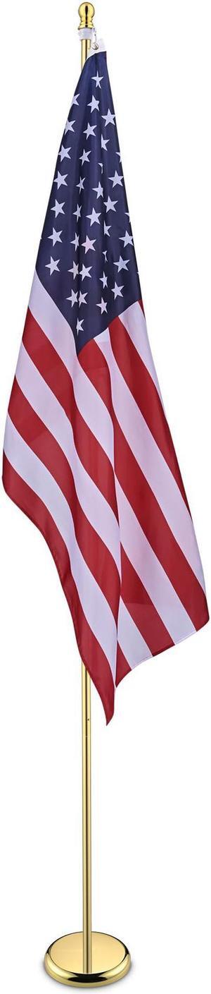 Yescom 8 Ft Sectional Indoor Flag Pole Kit Gold Finial Base Aluminum 3x5 Ft US Flag Yescom 8 Ft Sectional Indoor Flag Pole Kit Gold Finial Base Aluminum 3x5 Ft US Flag