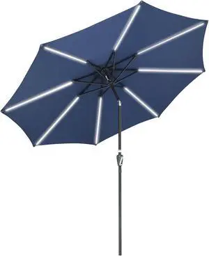 Yescom 10 Ft Solar Powered Patio Umbrella with Tilt and Crank Outdoor Backyard Hotel
