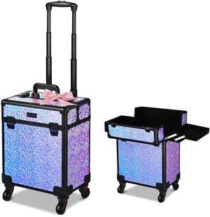 Byootique Rolling Makeup Train Case Cosmetic Trolley Organizer Mermaid Purple