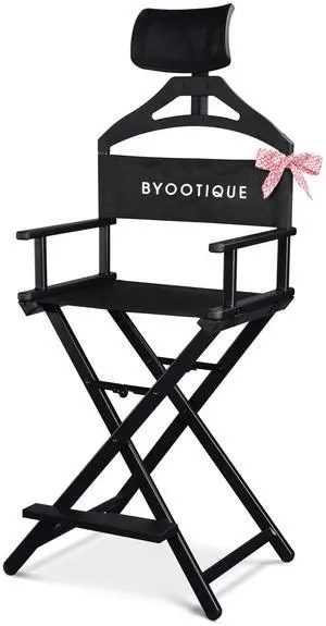 Byootique 28" Height Tall Director Chair Folding Artist Makeup Head Rest Salon