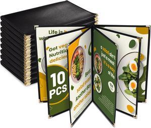 WeChef 10 Pack Restaurant Menu Covers 8.5" x 14" Book Style 6 Pages 10 View Cafe