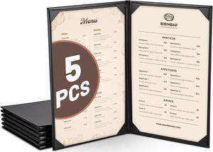 WeChef 5 Pack Menu Covers 8.5"x14" 2 Views Faux Leather Cafe Restaurant Bars