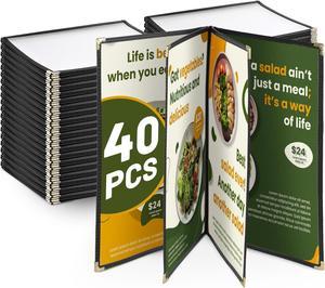 WeChef 40 Pack Restaurant Menu Covers 8.5 x 11inch Book Style 4 Pages 8 Views