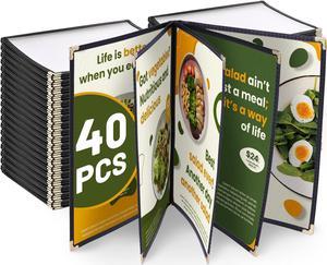 WeChef 40 Pack Restaurant Menu Covers 8.5 x 11inch Book Style 5 Pages 10 Views