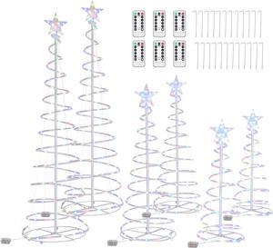 Yescom 6-Pack Christmas Spiral Light Kit Battery Powered 3/4/6 Feet Pre-Installed LED For Indoor Outdoor