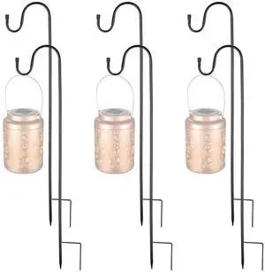 LAGarden 6 Pack Shepherds Hooks 32" Height Adjustable Premium Metal for Bird Feeder Pole Plant Hanger Garden Outdoor