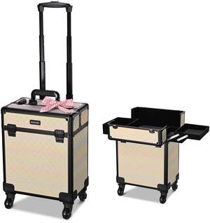 Byootique Rolling Makeup Train Case Cosmetic Trolley Organizer Grace ForgetMeNot