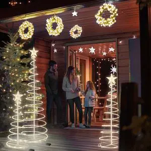 Yescom 6-Pack Christmas Spiral Light Kit Battery Powered 3/4/6 Feet Warm White For Indoor Outdoor