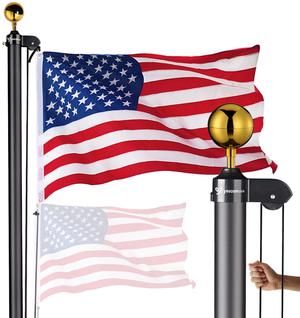 Yescom Bravery 20ft 13 Gauge Sectional Flag Pole Kit Aluminum for Outside House Inground Yard Garden Residential Yescom Bravery 20ft 13 Gauge Sectional Flag Pole Kit Aluminum for Outside House Inground Yard Garden Residential