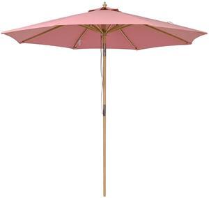 LAGarden 9Ft Patio BOHO Market Patio Umbrella 260GSM Acrylic Fabric 5-Year-Non-Fading Resort Outdoor Market Cheery Pink