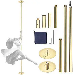 Yescom 11 FT Gold Spinning Static Dancing Pole Kit w/ Extensions Fitness Dance Exercise