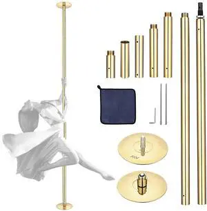 Yescom 10 FT Spinning Static Dancing Pole Kit w/ Extensions Fitness Dance Exercise Gold