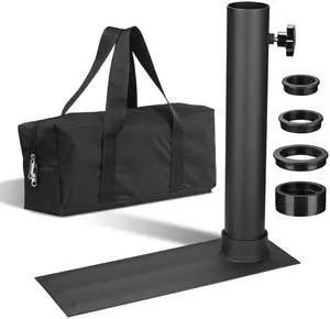 Yescom Flag Pole Tire Mount Portable Metal Tailgate Camping 20ft 25ft 30ft Adjustable Flagpole Holder Black