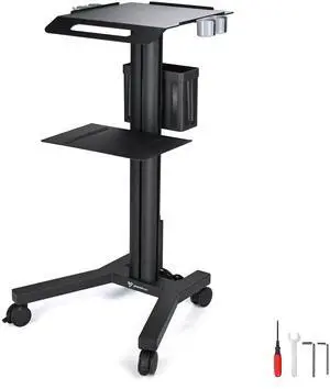 Yescom 2 Tiers Medical Trolley Mobile Medical Cart Rolling Cart Lab Dental Office
