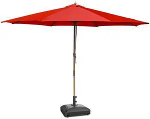 Yescom 13ft XL Heavy Duty Solid Wood Outdoor Patio Umbrella with Base Parasol Wheels Stand for Bistro Market Table Garden Deck Yard Poolside Red