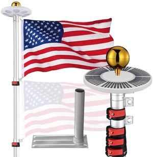 Yescom EZ GO 25Ft Aluminum Telescopic Flag Pole Kit w/ Solar Light & Flagpole Holder for Camper RV Tailgate Yescom EZ GO 25Ft Aluminum Telescopic Flag Pole Kit w/ Solar Light & Flagpole Holder for Camper RV Tailgate