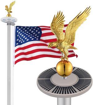 Yescom Bravery 20ft 13 Gauge Sectional Flag Pole Kit with Solar Powered Light US Flag Gold Eagle Topper Yescom Bravery 20ft 13 Gauge Sectional Flag Pole Kit with Solar Powered Light US Flag Gold Eagle Topper