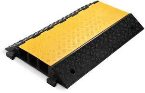 Yescom 3-Channel Rubber Cable Ramp 40000 Lbs Wire Cord Ramp Driveway Hose Cover Protector Speed Bumps for Driveway Hose Pipe Hider