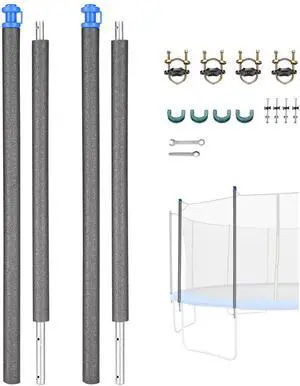Yescom Universal Trampoline Replacement Enclosure Poles Accessories with Clamp and Hardware 2 Packs Fits Straight Pole Trampoline
