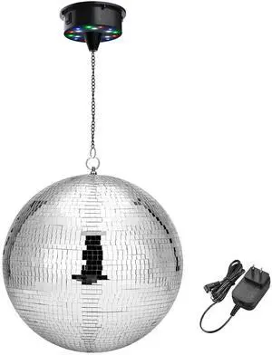 Yescom 16" Large Disco Ball with Motor Rotating 6RPM 18 RGBW LED Lights for 70s 80s Party Wedding Event Holiday Decor
