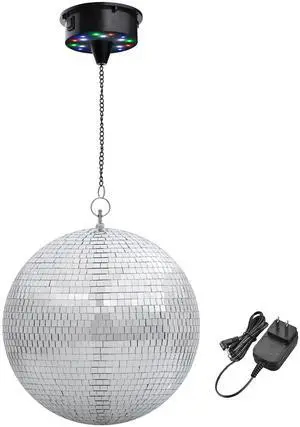 Yescom 12" Large Disco Ball with Motor Rotating 6RPM 18 RGBW LED Lights for 70s 80s Party Wedding Event Holiday Decor
