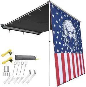 Yescom 6.6x8.4 Ft Vehicle Awning with  Blackout Coating  Side Wall Roof Rack Pull-Out Sun Shade Camp