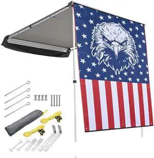 Yescom 4.4x6.6 Ft Vehicle Awning w/ Eagle Side Wall Roof Rack Pull-Out Sun Shade Travel