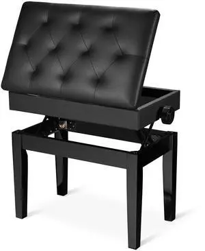 PU Leather Padded Piano Keyboard Bench w/ 22x13" 1 Person Seat Adjustable Height Storage